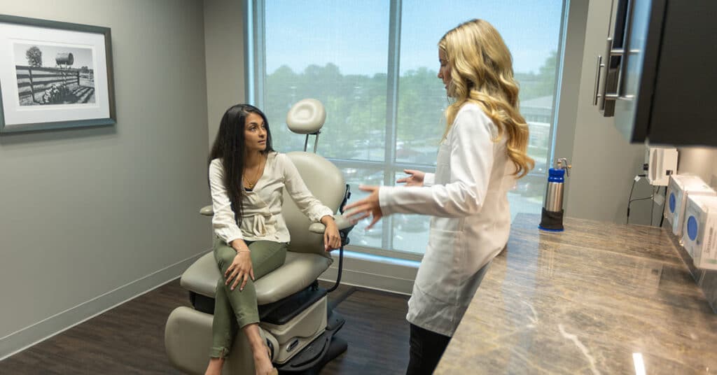 Patient getting consultation with dermatologist