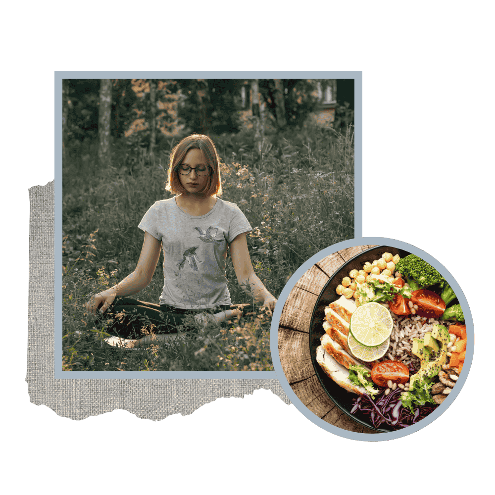 lifestyle acne treatments - teenager meditating and eating balanced diet